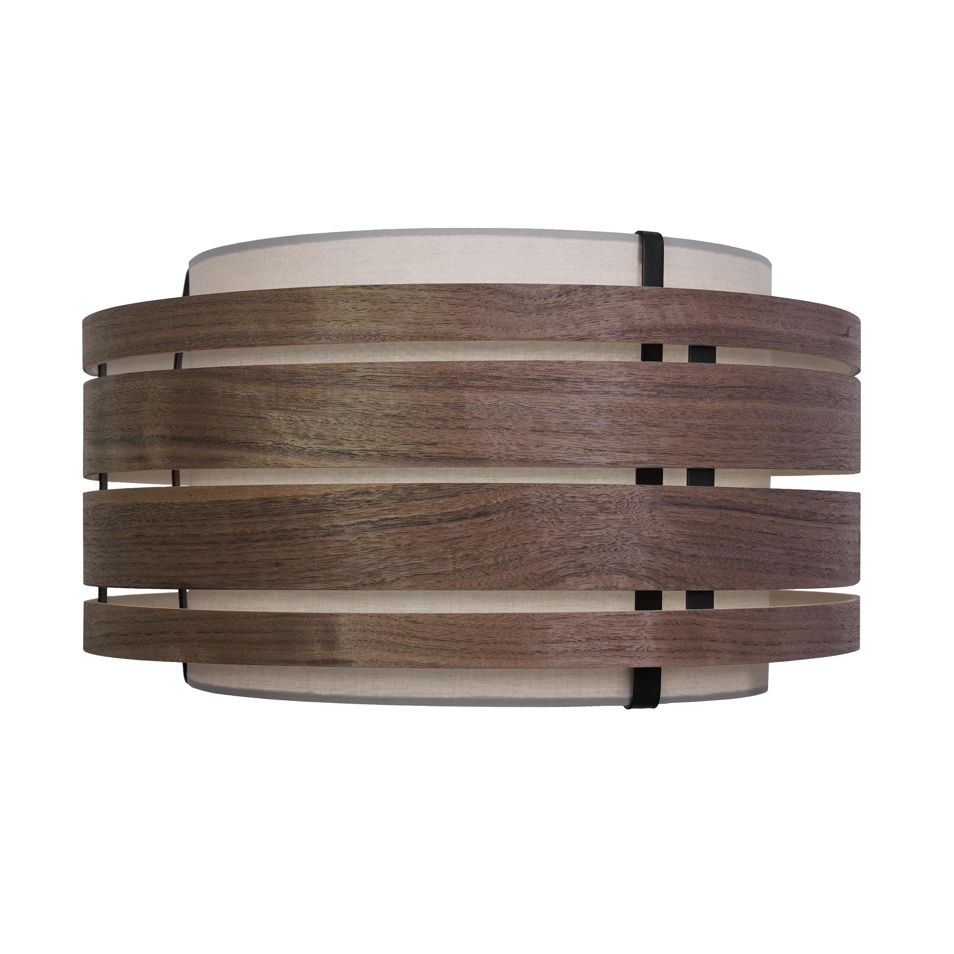 Dark walnut veneer wood lamp shade with fabric interior, 50 cm, designed for lighting fixtures by NeXtime Clocks.